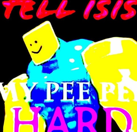 A brightly coloured image of a yellow toy figure with red and blue text.